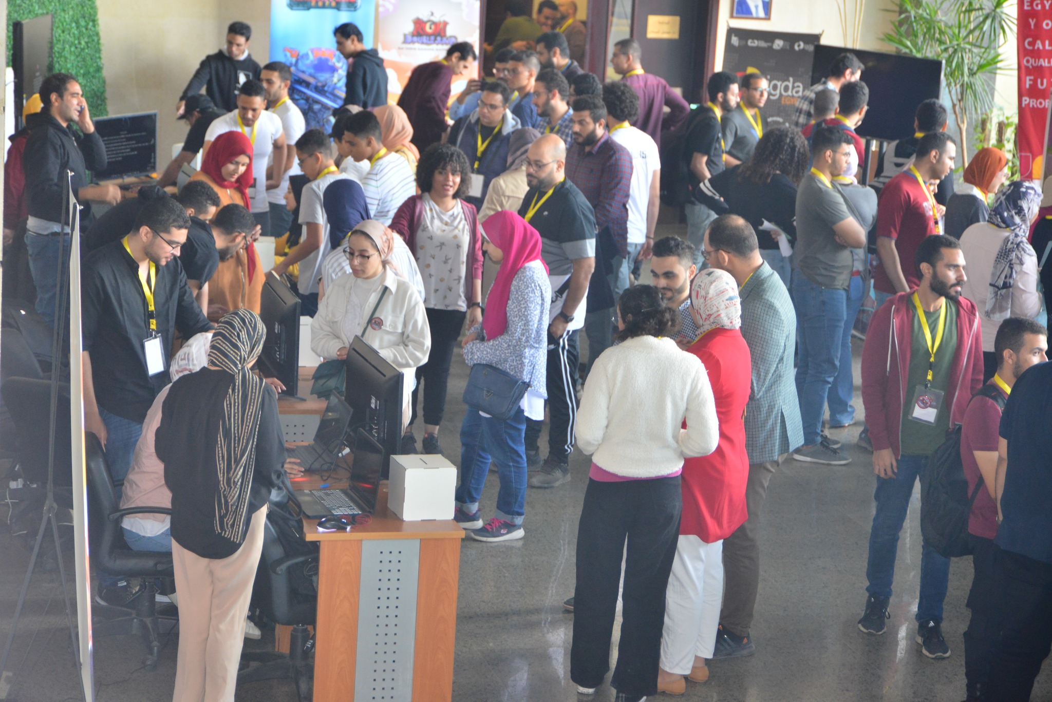 Game developers networking at an Egyptian game industry event